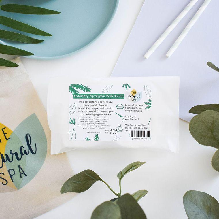Natural Rosemary Eucalyptus Bath Bombs Pack of 3