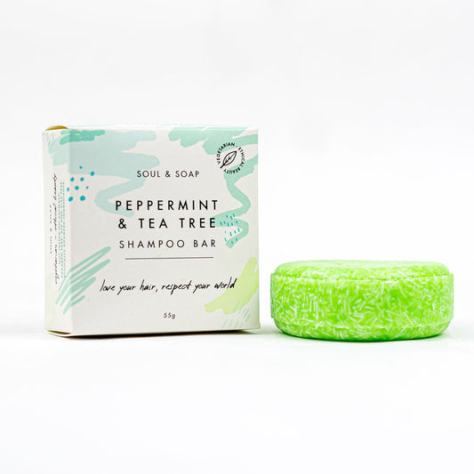 Peppermint & Tea Tree Solid Shampoo Bar - Vegan