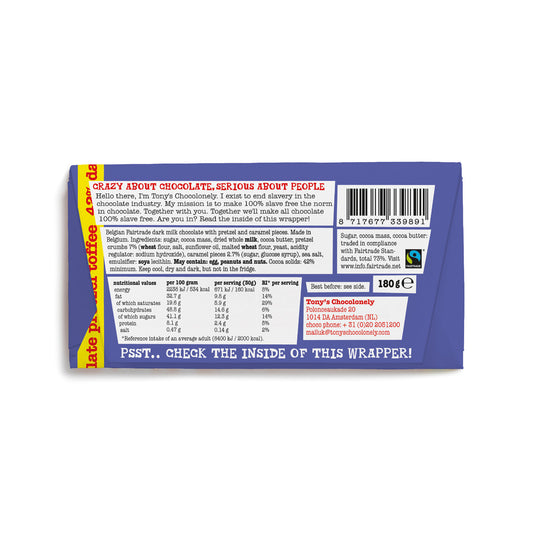 Tony's Chocolonely Milk Chocolate pretzel & toffee | Snacks & Chocolate - Ethical and Fair Trade Chocolate at SW Coast Refills