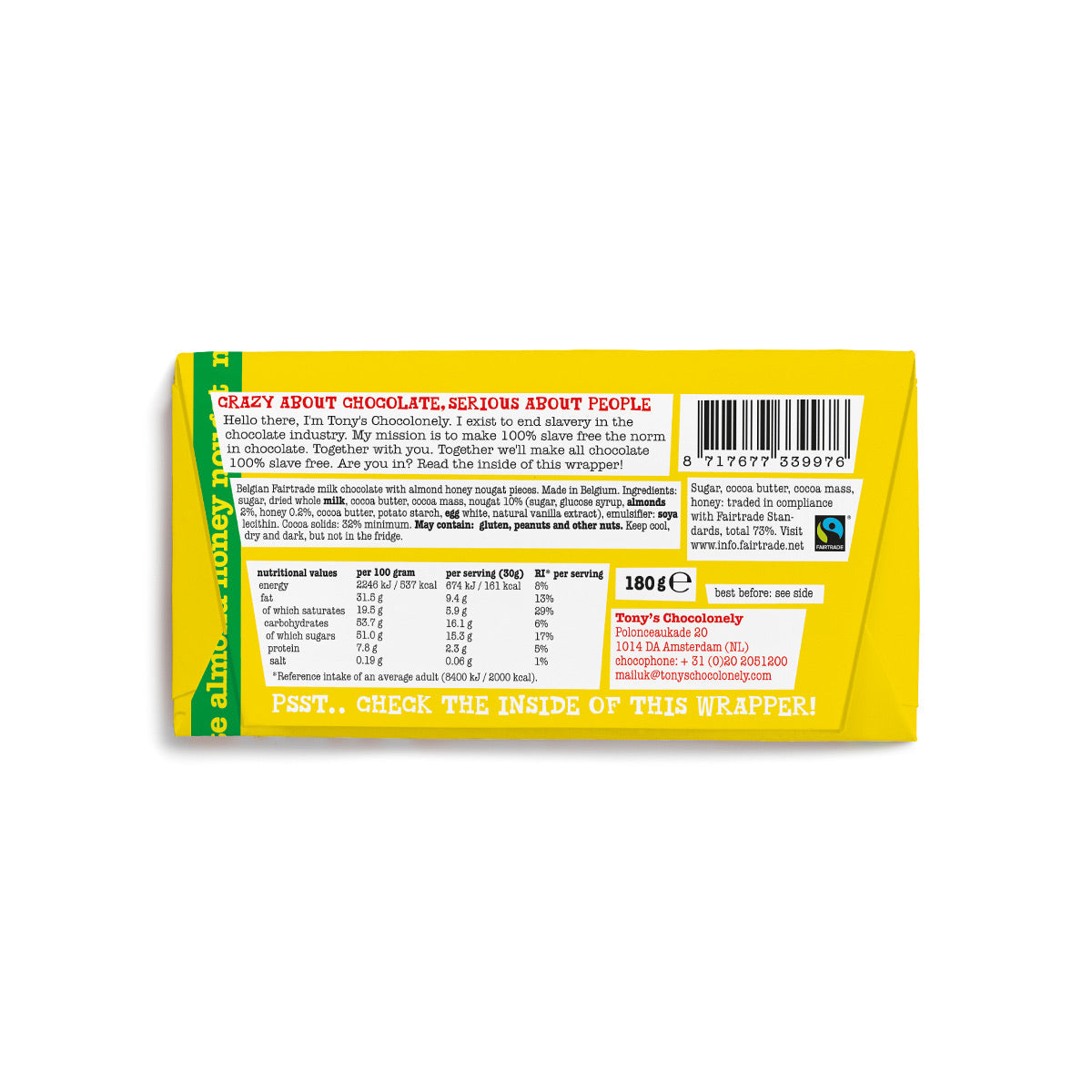 Milk Chocolate with Almond Honey Nougat -180g | Snacks and Chocolate | SW Coast Refills