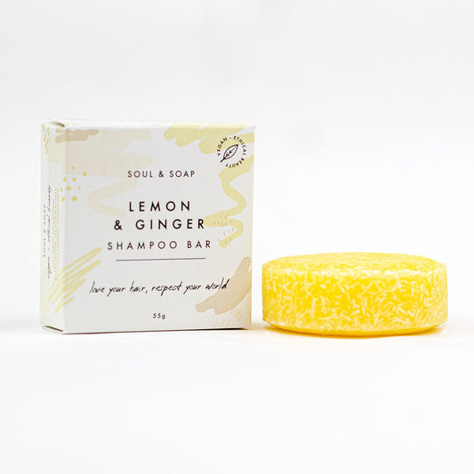 Lemon & Ginger Solid Shampoo Bar - Vegan