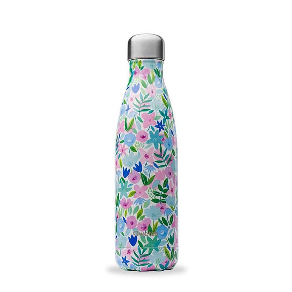 Qwetch Insulated Drink Bottle Floral Blue - 500ml