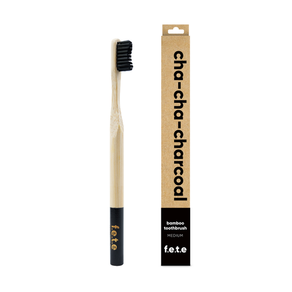 Cha-Cha-Charcoal Bamboo Toothbrush - Medium