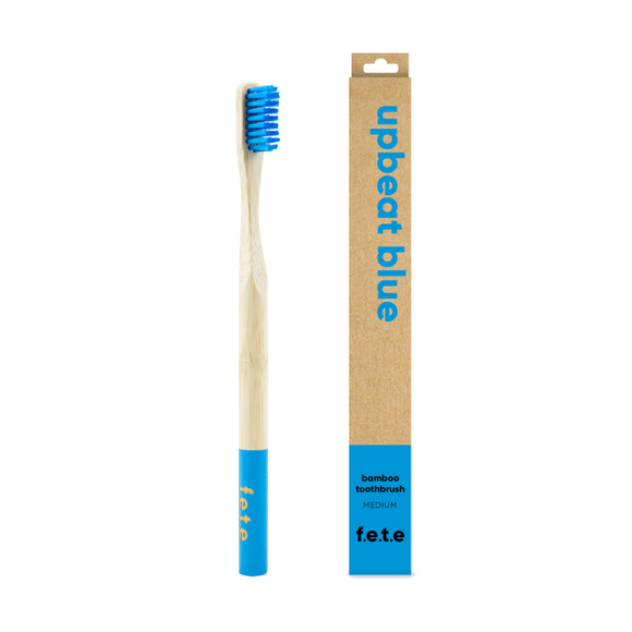 ‘Upbeat Blue' Bamboo Toothbrush - Medium