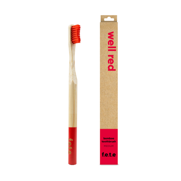 ‘Well Red' Bamboo Toothbrush - Medium