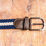 Recycled Woven Belt - Navy White Stripe