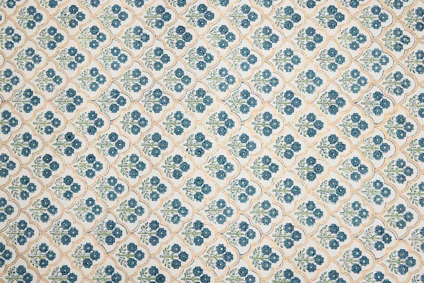 Artisanal Hand Printed Indigo Trellis Wrapping Paper Sheet