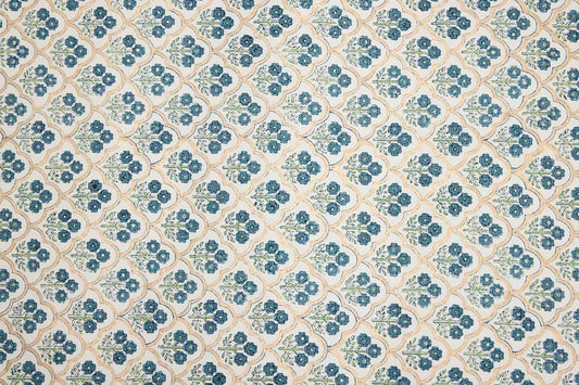 Artisanal Hand Printed Indigo Trellis Wrapping Paper Sheet