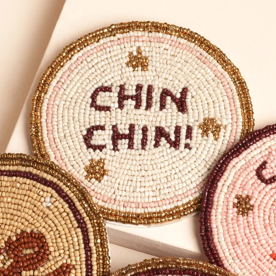 Festive Beaded Set of 4 Coasters - Create the Perfect Christmas Tablescape!
