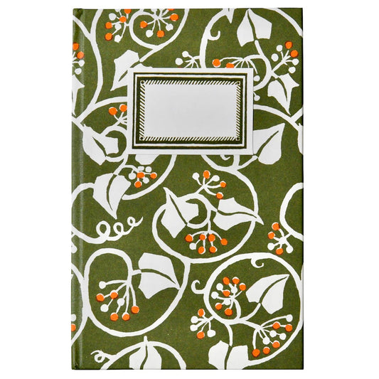 Swamp Green + Orange Ivy Print Notebook