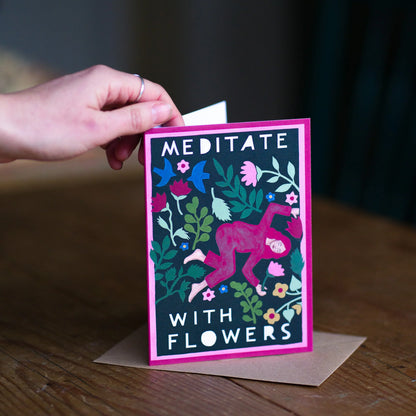 Meditate With Flowers Greeting Card