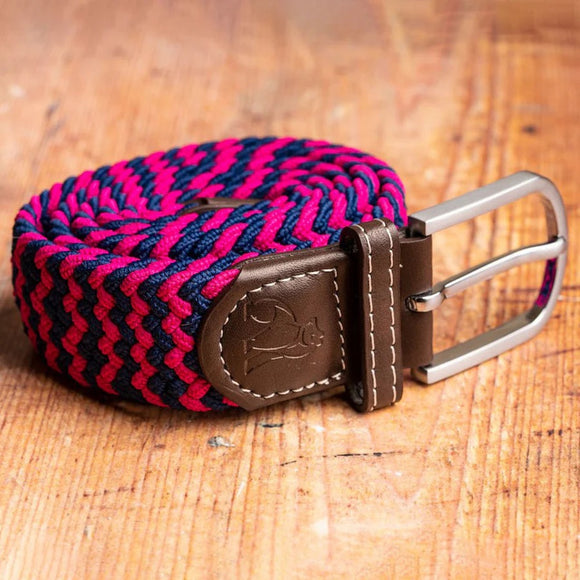 Recycled Woven Belt - Hot Pink Zig Zag