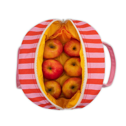 Awning Stripe Pink Fluf Zipper Lunch Bag