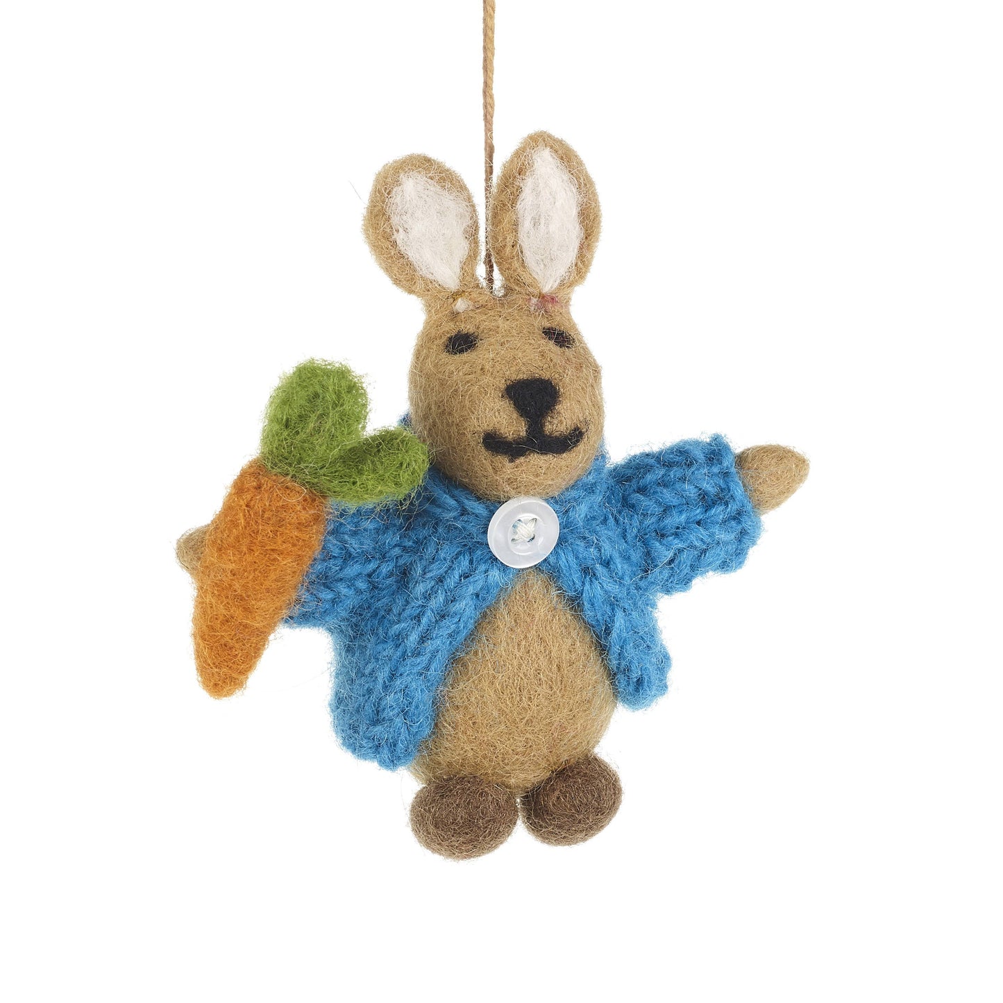 Handcrafted Felt Rabbit in Knitted Cardigan Decoration