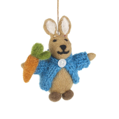 Handcrafted Felt Rabbit in Knitted Cardigan Decoration