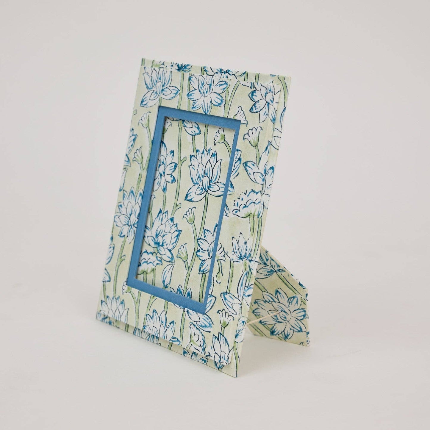 Block Printed Picture Frame - Lotus Indigo