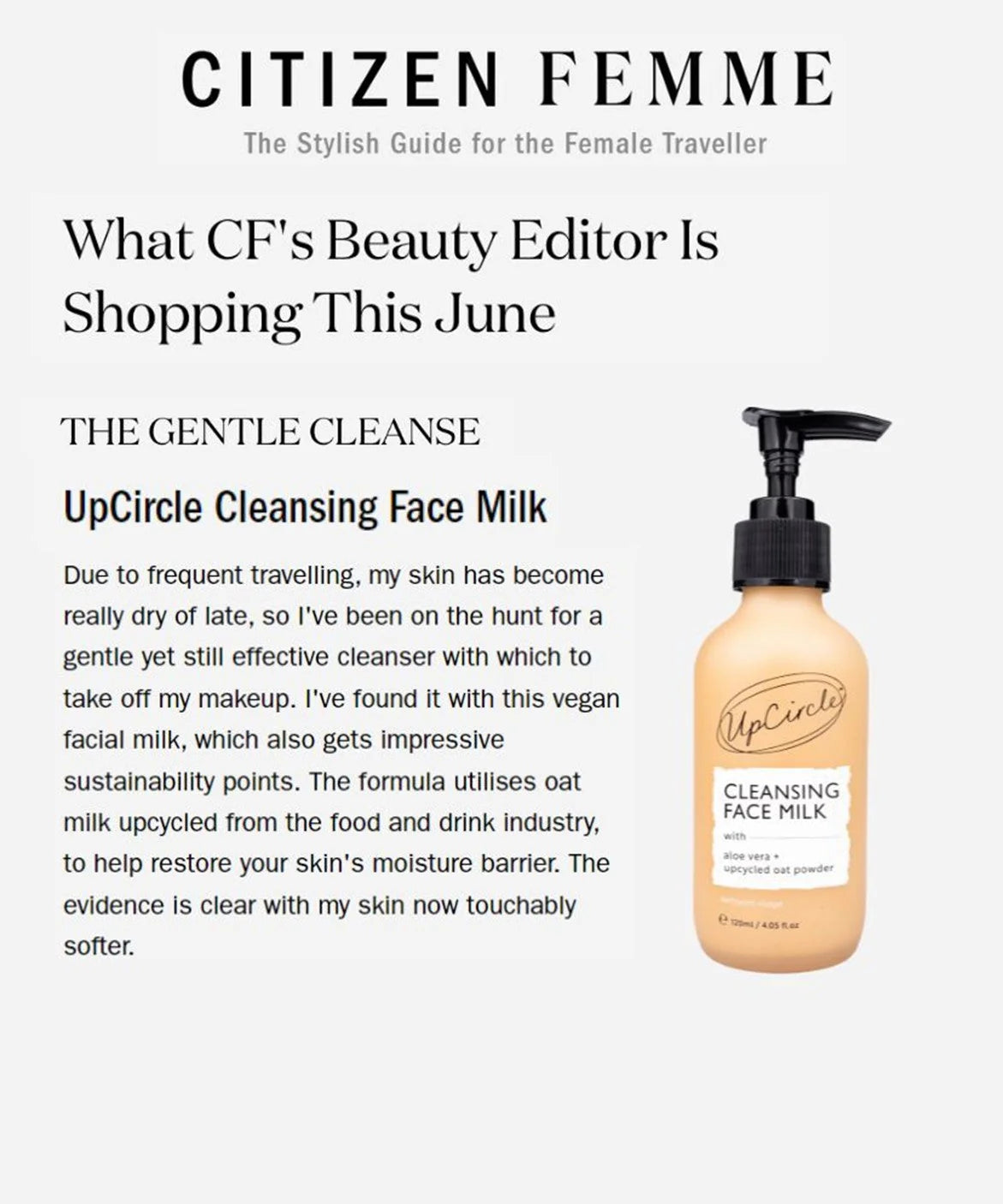 UpCircle Cleansing Face Milk with Aloe Vera + Oat 120ml