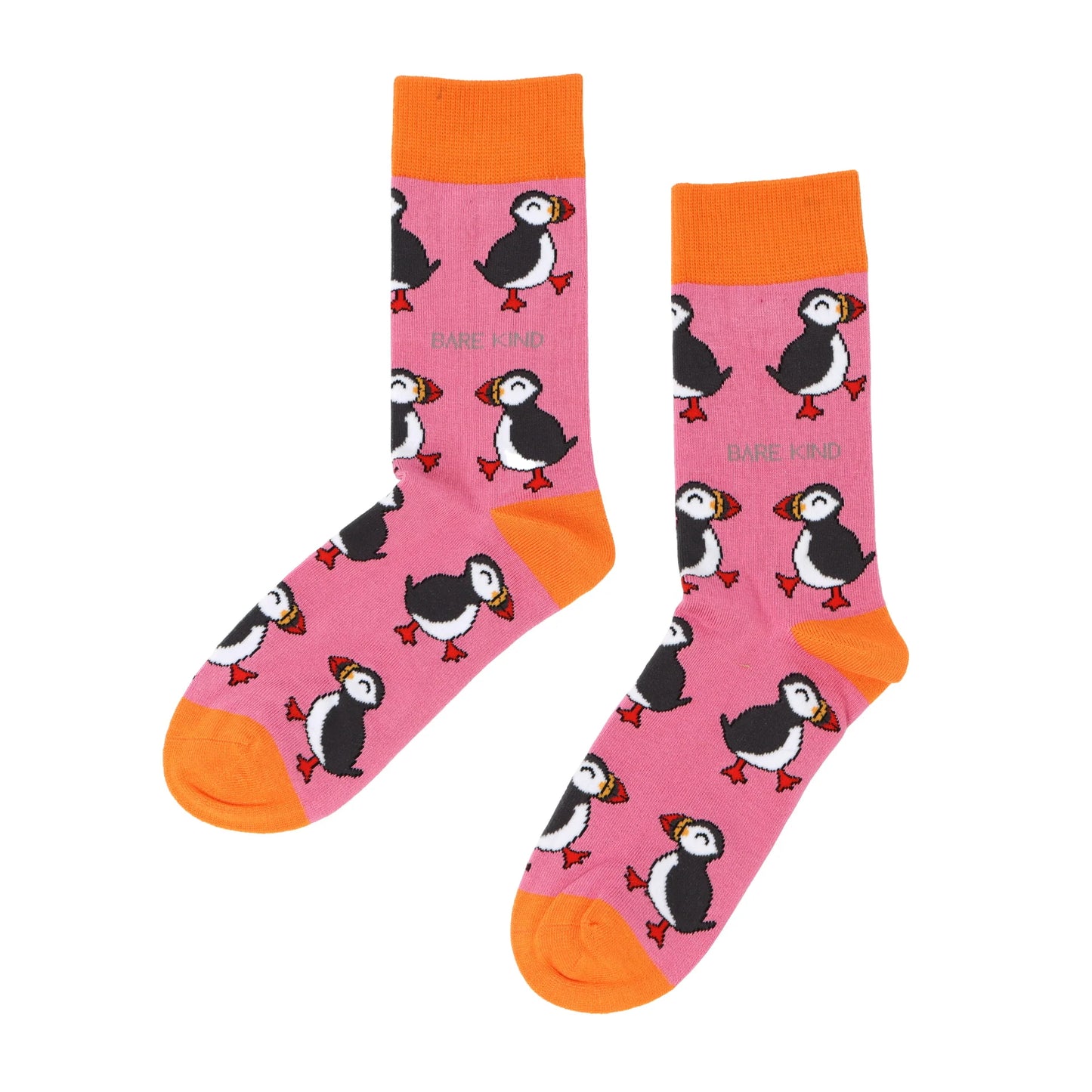 Pink Bamboo Socks in Puffin Print