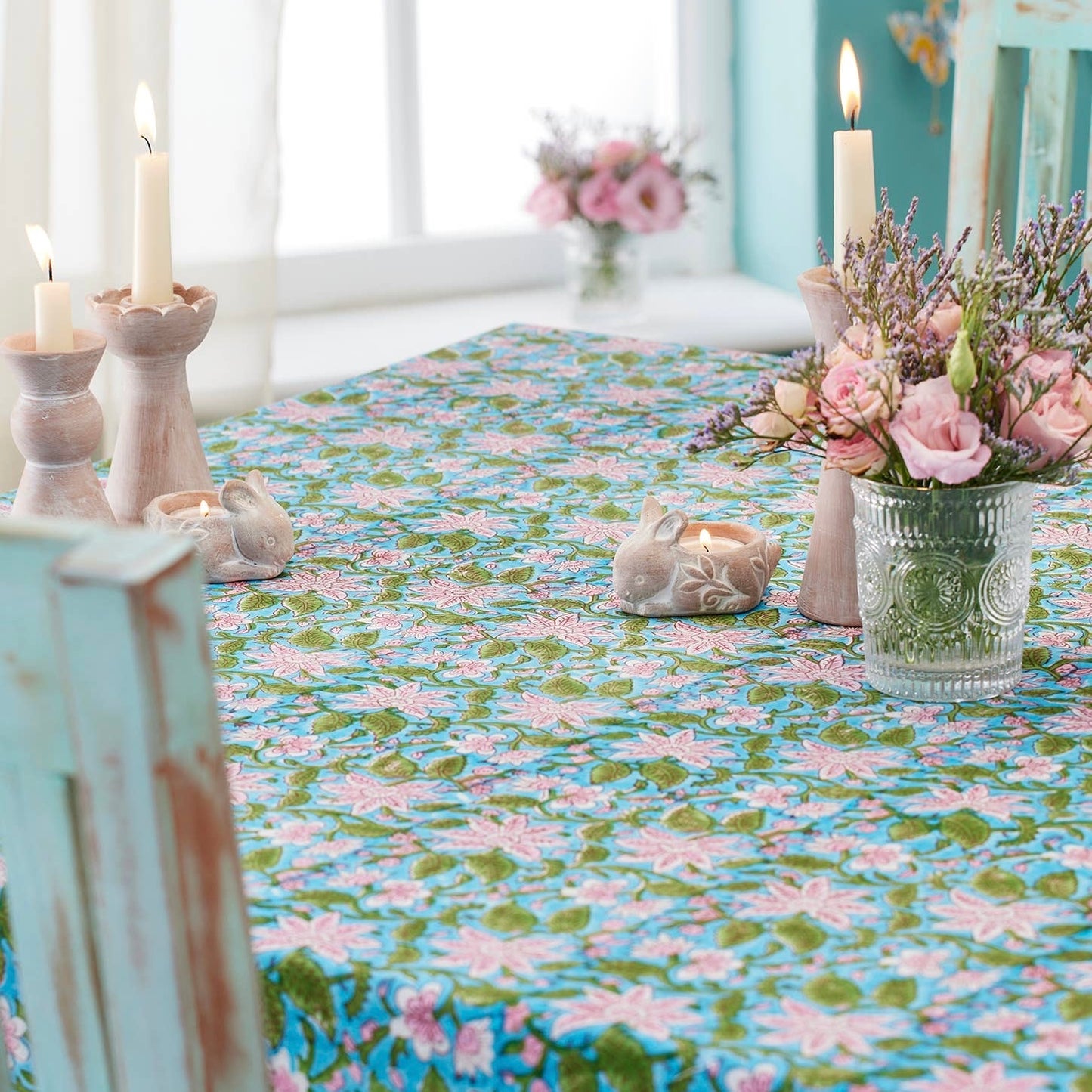 Lily Block Print Tablecloth