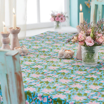 Lily Block Print Tablecloth