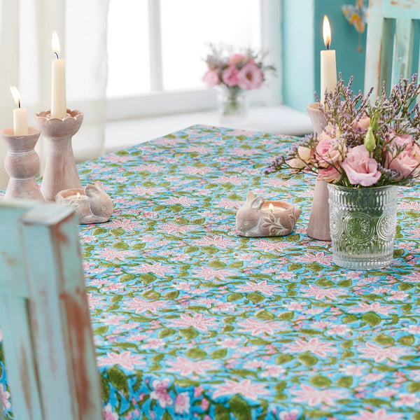 Lily Block Print Tablecloth