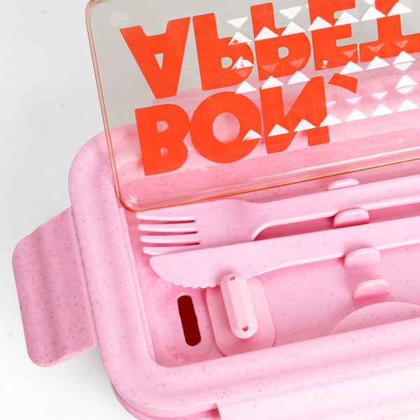 Bon Appetit Wheat Straw Lunch Box with Cutlery Set - Candy Pink