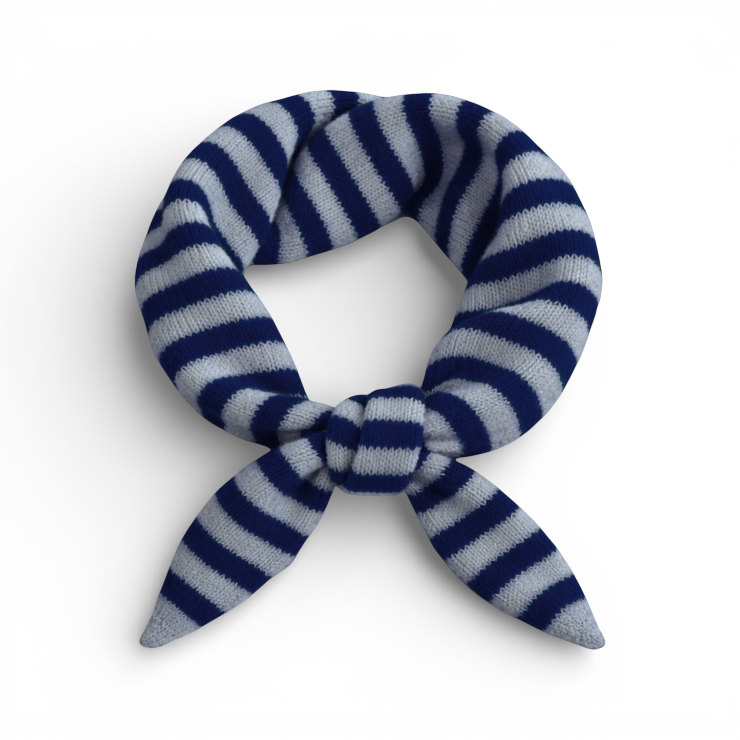 Striped Wool Blend Triangle Neck Scarf - Navy