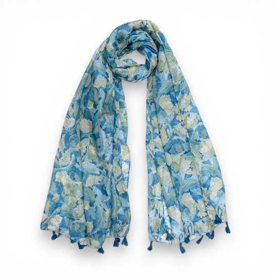 Feather Leaves Floral Print Scarf