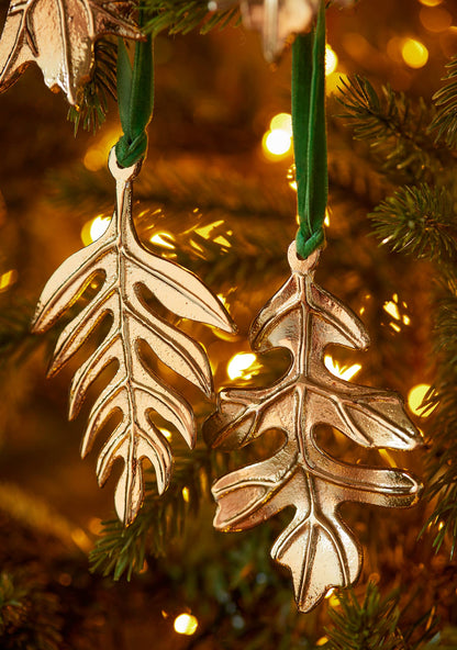 Gold Metal Botanical Leaf Decoration - Set of 3
