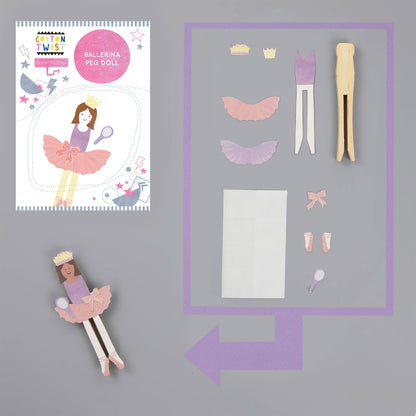 Cotton Twist Ballerina Peg Doll Mini Craft Kit