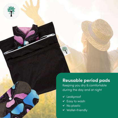 Reusable Sanitary Pads 6Pk - 3 Sizes Available