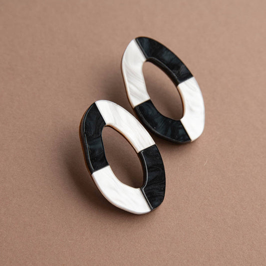 Monochrome Loop Statement Stud Earrings