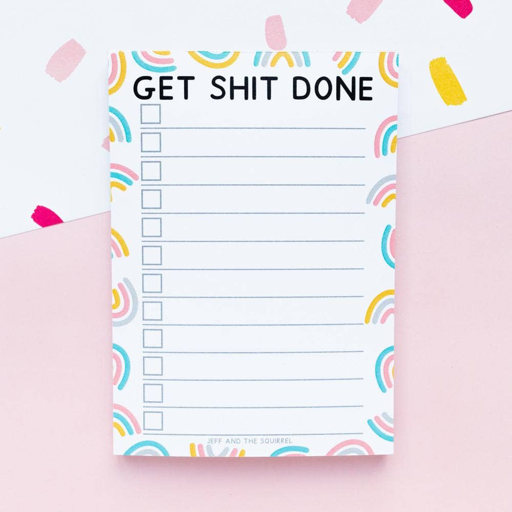 Get Shit Done Rainbow A6 Recycled Notepad
