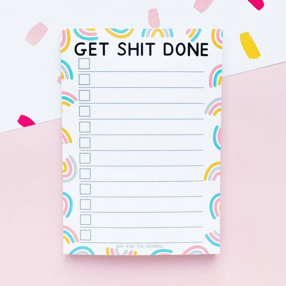 Get Shit Done Rainbow A6 Recycled Notepad