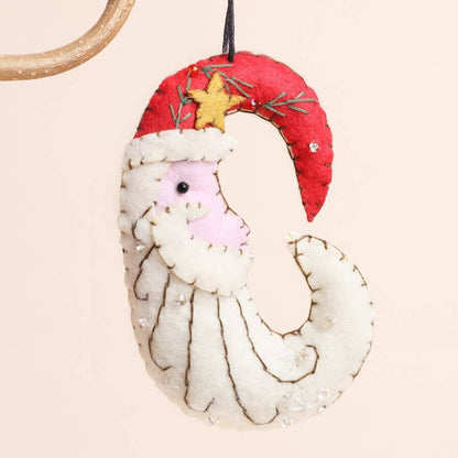 Beaded Felt Father Christmas 
Hanging Decoration