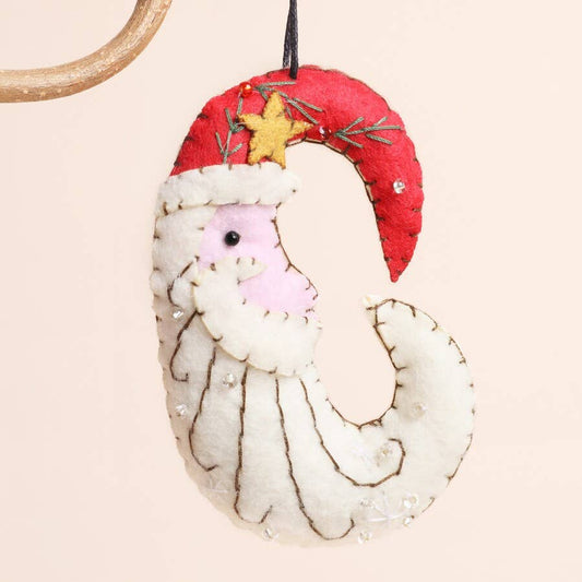 Beaded Felt Father Christmas 
Hanging Decoration