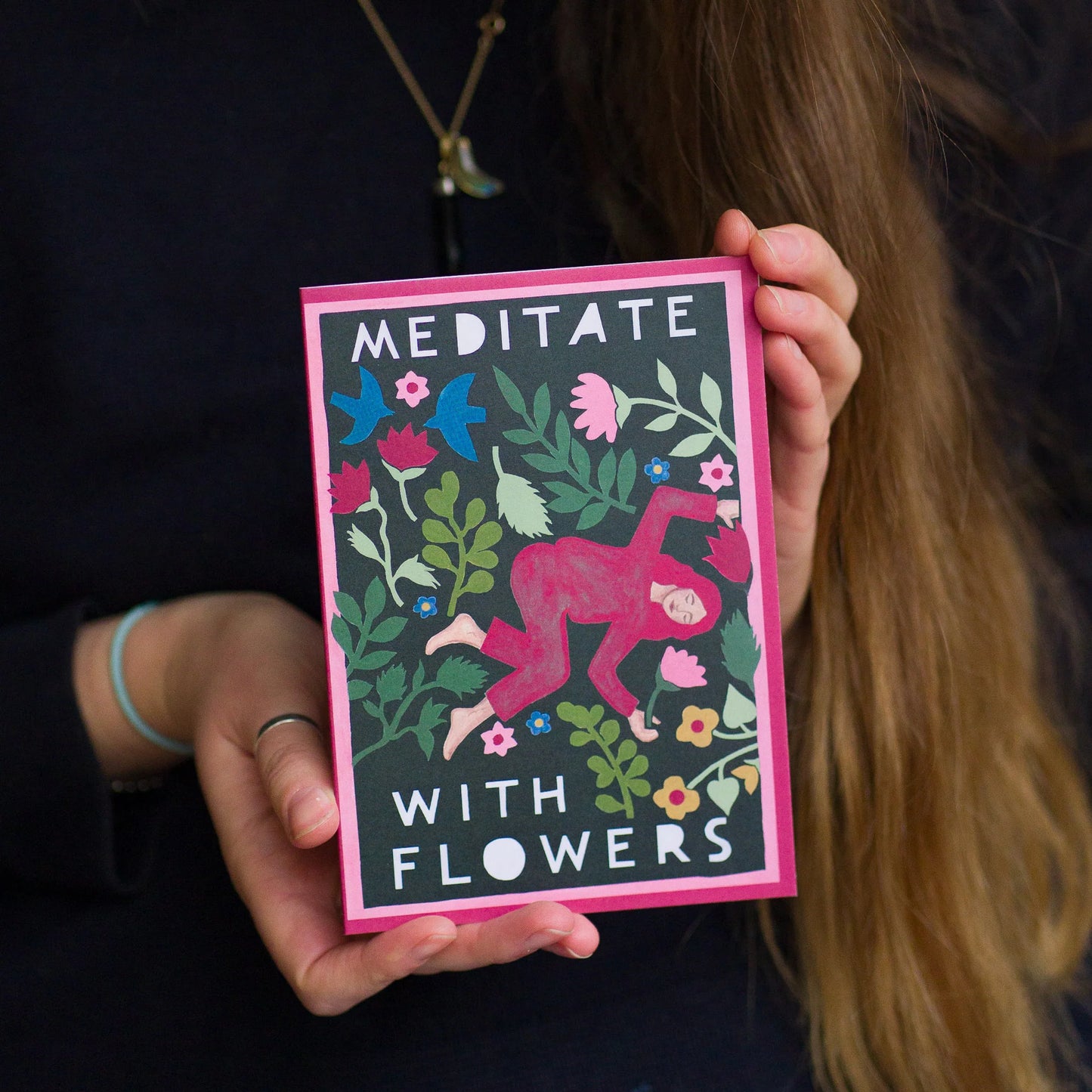 Meditate With Flowers Greeting Card