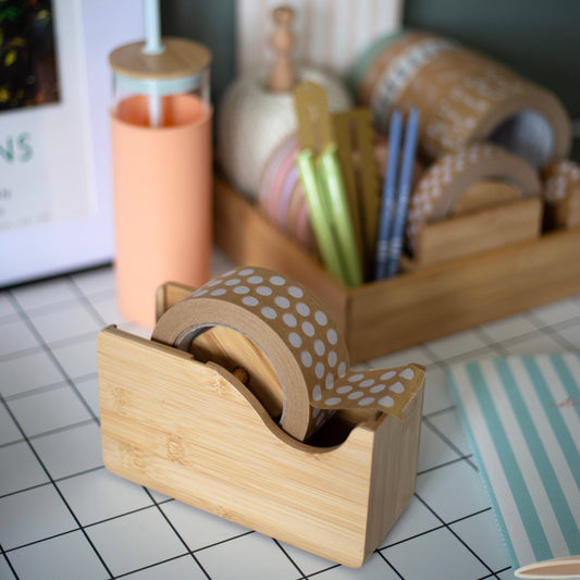 Large Bamboo Tape Dispenser - Desk Stationery