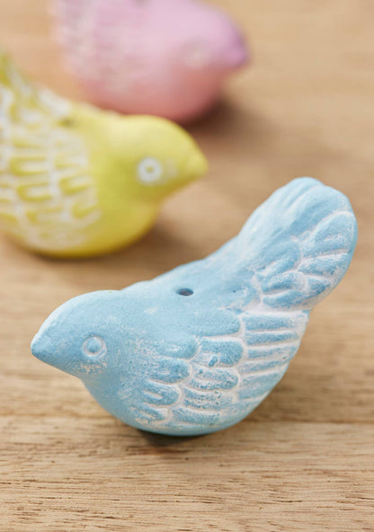 Hand-painted Terracotta Bird Ornament & Incense Holder