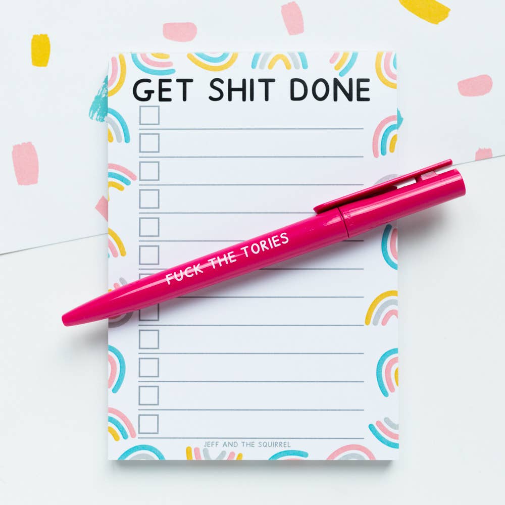 Fuck The Tories Recycled Eco Ballpoint Pen Pink