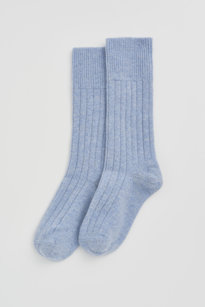 Morning Blue Merino Wool Bed Socks