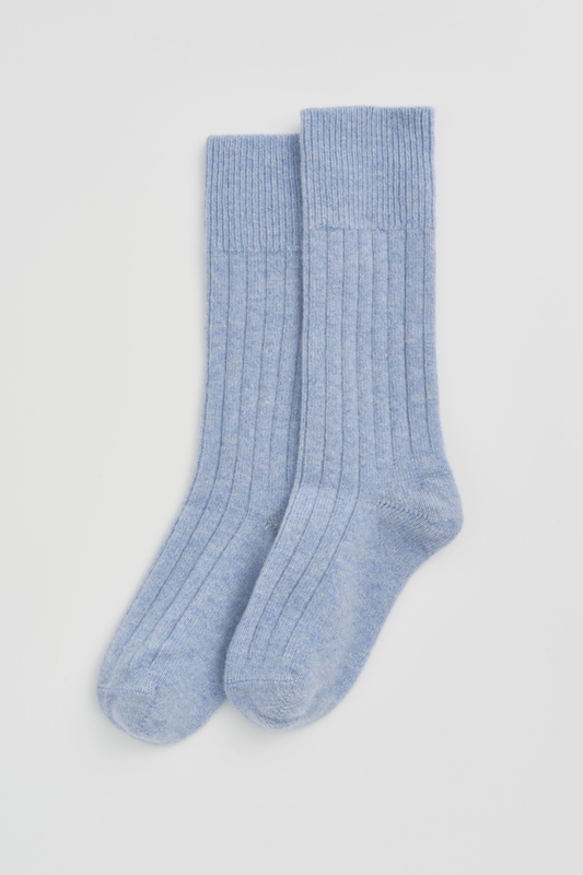 Morning Blue Merino Wool Bed Socks