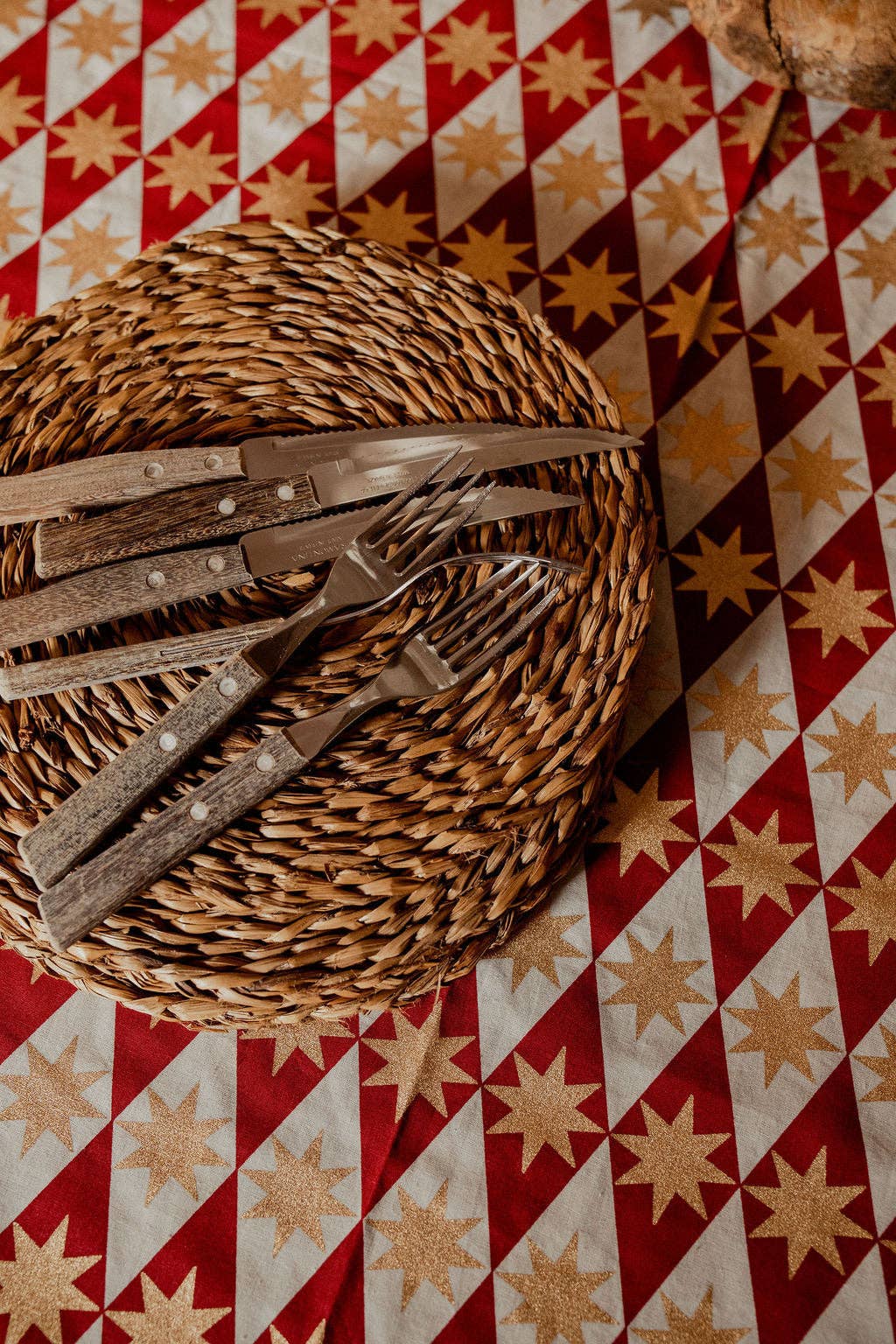Merlot Seville Star Blockprint Tablecloth