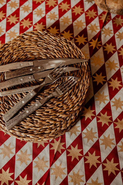 Merlot Seville Star Blockprint Tablecloth