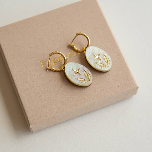 Celestial Oval Hoop Earrings