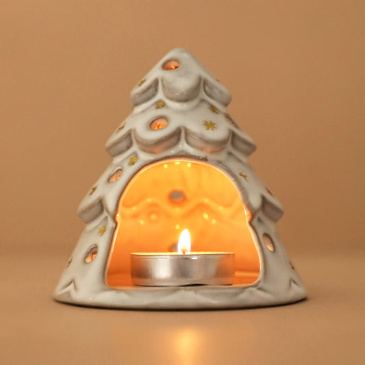 White Christmas Tree Tea Light Holder