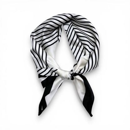 Monochrome Stripe Silk Touch Neckerchief Bandana Scarf