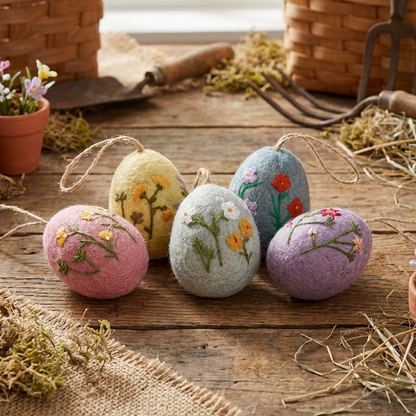 Spring Bouquet Felt Easter Egg Decorations Set of 5