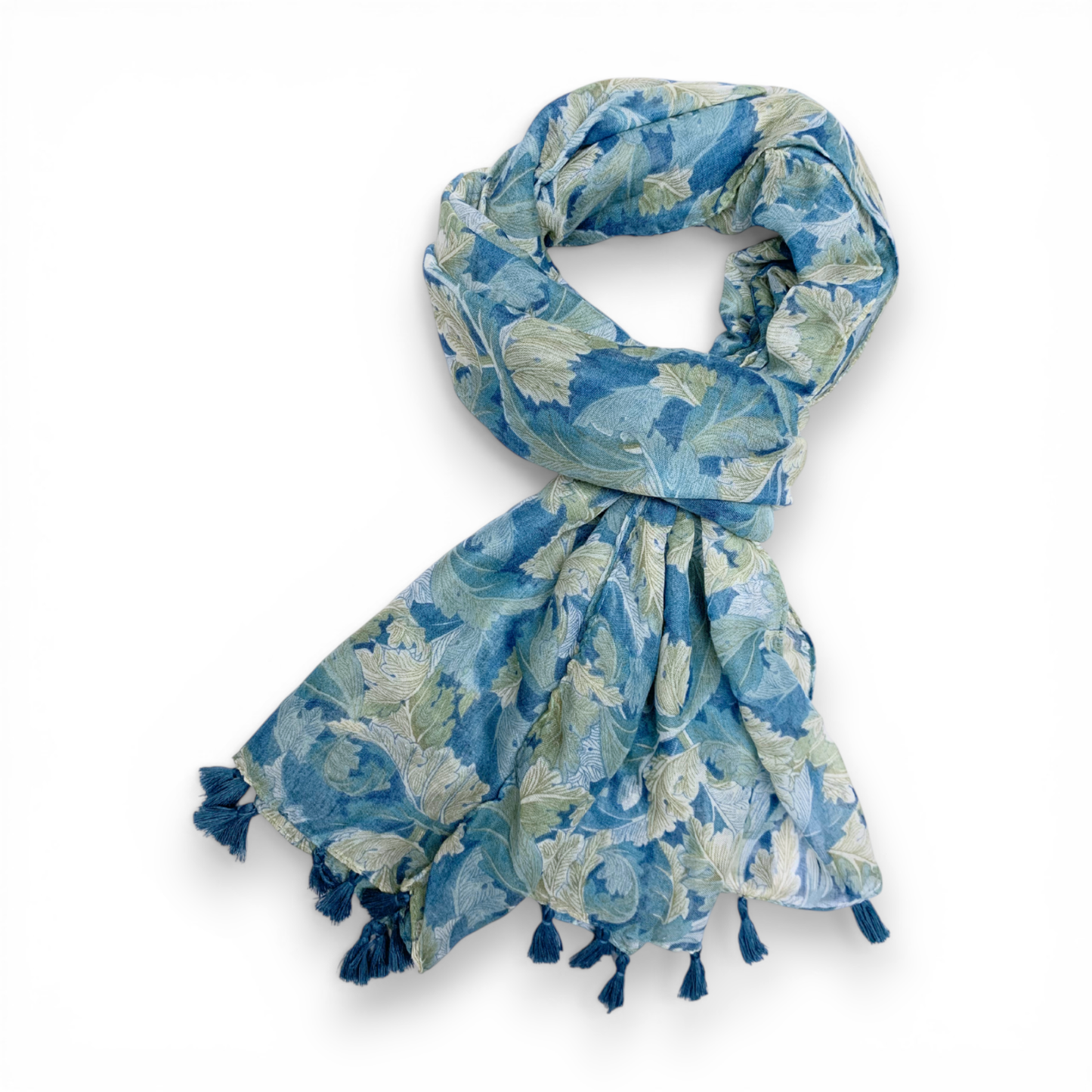 Feather Leaves Floral Print Scarf