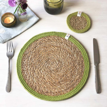 Round Seagrass & Jute Coaster